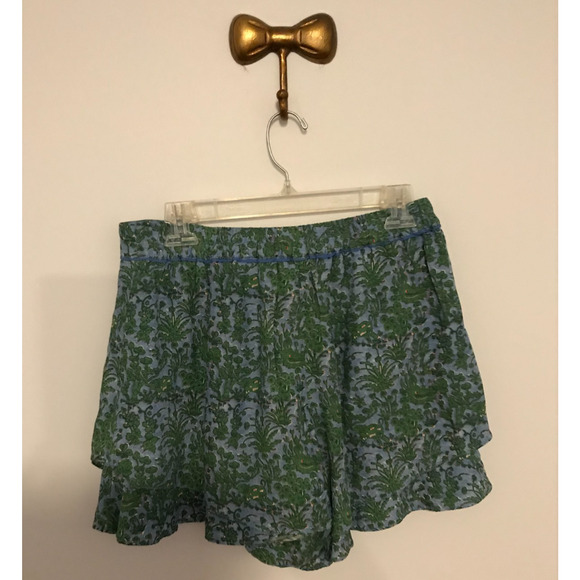 Anthropologie ett:twa Simone Blue/Green Tiered Nepal Shorts - Size Small - Picture 2 of 11